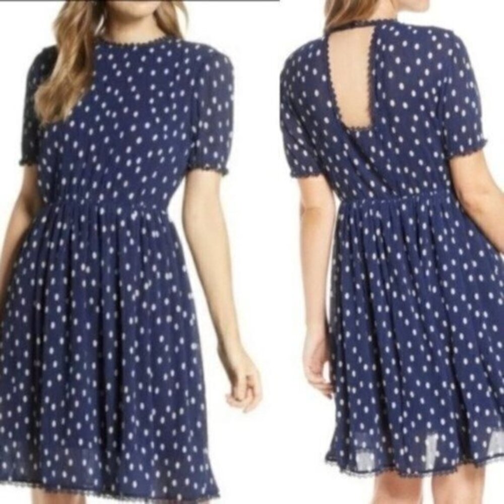 Nordstrom NWT 1901 Polka Dot Fit & Flare Dress Women’s Size Petite Small